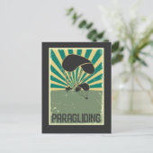 Retro Paragliding Art Flying Hobby Paraglider Postkarte (Stehend Vorderseite)