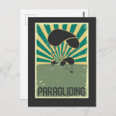 Retro Paragliding Art Flying Hobby Paraglider Postkarte (Vorne/Hinten)