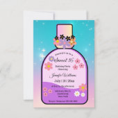 Retro-Parfüm süße 16 holografische Glitzern Einladung (Vorderseite)