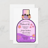 Retro Parfüm süße 16 rosa Glitzer blumeneinfach Einladung (Vorne/Hinten)