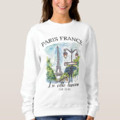 Retro Paris Eiffel Tower Art Print Sweatshirt (Vorderseite)