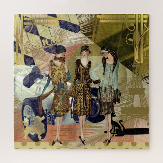 Retro Paris Fashion Scene Puzzle (Horizontal)