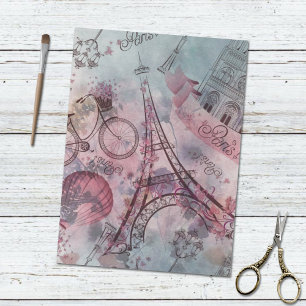 Retro Paris Frankreich Blumenmuster-Demo Seidenpapier