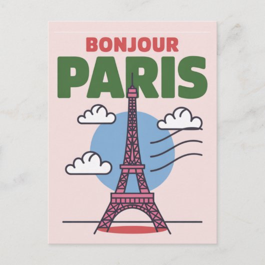 Retro Paris Iconic Eiffel Tower French City Postkarte (Vorderseite)