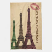 Retro Paris mit Liebe Eiffelturm Geschirrtuch (Vertikal)