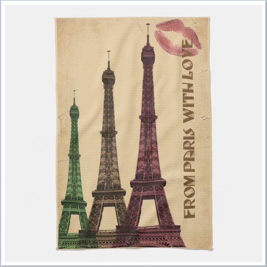 Retro Paris mit Liebe Eiffelturm Geschirrtuch