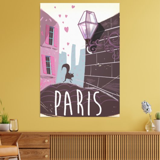 Retro Paris Vacacation Poster Leinwanddruck (Insitu (Wohnzimmer))