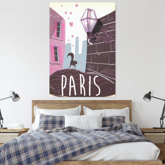 Retro Paris Vacacation Poster Leinwanddruck (Insitu (Schlafzimmer))