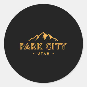 Retro Park City Utah Männer Frauen Souvenir Berg Runder Aufkleber