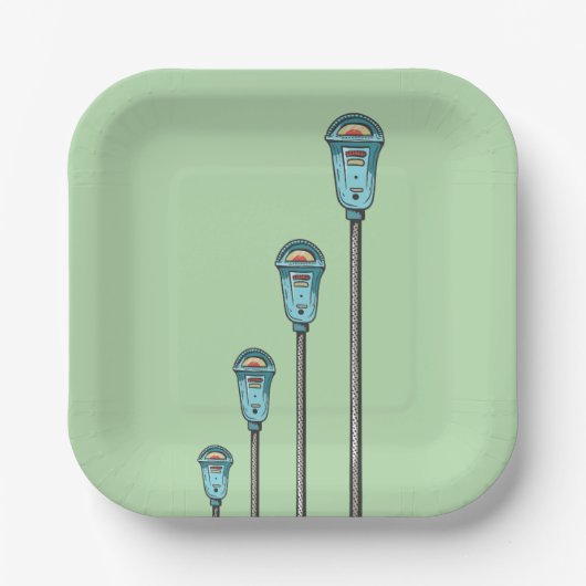 Retro parking meter pappteller (Vorderseite)