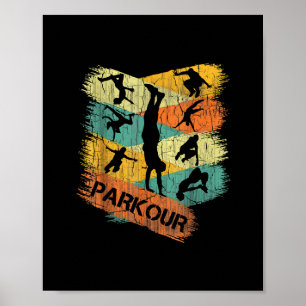 Retro-Parkour für Jungen Silhouette Vintage Freeru Poster