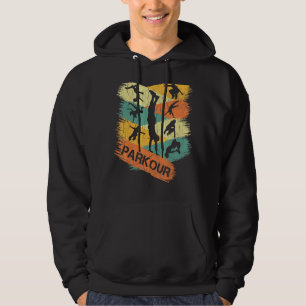 Retro Parkour. Für Jungen Silhouette Vintager frei Hoodie