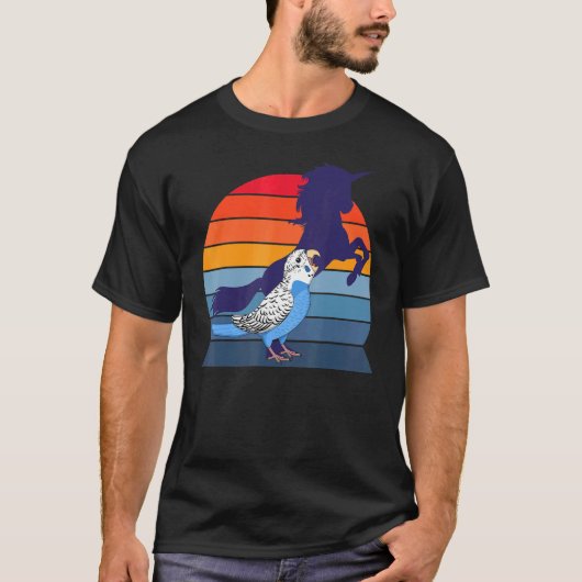 Retro Parrot I Einhorn I schreiend Blue Budgie T-Shirt (Vorderseite)