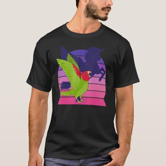 Retro Parrot I geflügeltes Einhorn I rote Maske T-Shirt (Vorderseite)