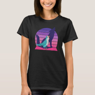 Retro Parrot I Howling Wolf I schreiend Blauer Mön T-Shirt