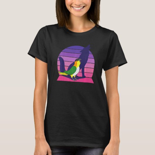 Retro Parrot I Howling Wolf I schreiend schwarzer  T-Shirt (Vorderseite)
