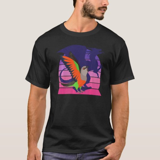 Retro Parrot I Winged Dragon I schreiend Red Belli T-Shirt (Vorderseite)