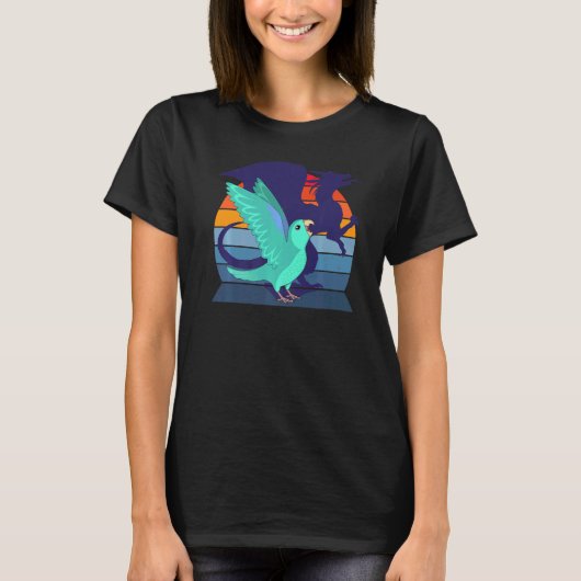 Retro Parrot I Winged Dragon I schreiend Türkis T-Shirt (Vorderseite)