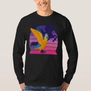Retro Parrot I Winged Unicorn I Blau gekochte Maca T-Shirt