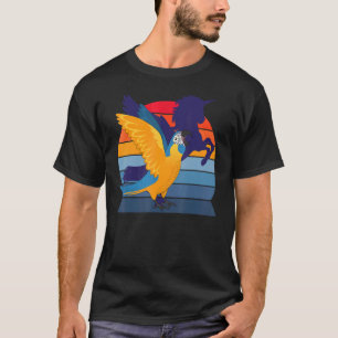 Retro Parrot I Winged Unicorn I Blau gekochte Maca T-Shirt