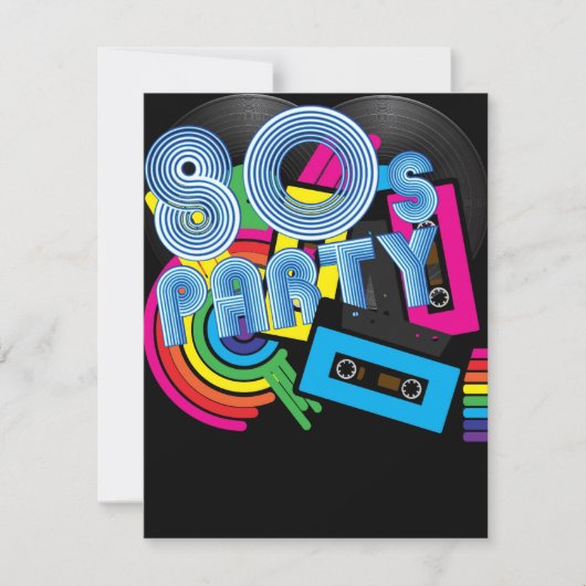 Retro Party 80 Einladung (Vorderseite)