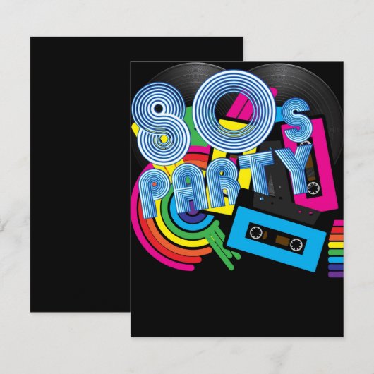 Retro Party 80 Einladung (Vorne/Hinten)