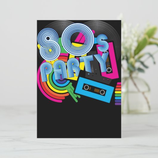 Retro Party 80 Einladung (Stehend Vorderseite)