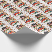 Retro-Party-Damen mit Rotwein Geschenkpapier (Ecke)