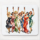 Retro-Party-Damen mit Rotwein Mousepad (Vorne)