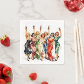 Retro-Party-Damen mit Rotwein Serviette (Beispiel)