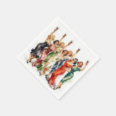 Retro-Party-Damen mit Rotwein Serviette (Ecke)