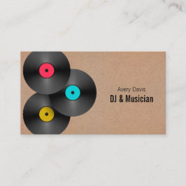 Retro Party Deejay DJ Vinyl Record QR Code Visitenkarte