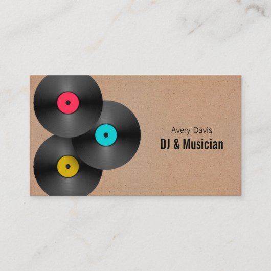 Retro Party Deejay DJ Vinyl Record QR Code Visitenkarte (Vorderseite)