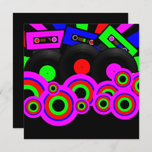 Retro-Party-Design Einladung (Vorne/Hinten)