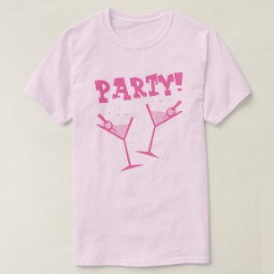 Retro Party Drinks Rosa T - Shirt