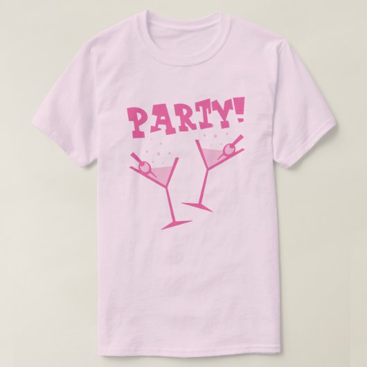 Retro Party Drinks Rosa T - Shirt (Design vorne)