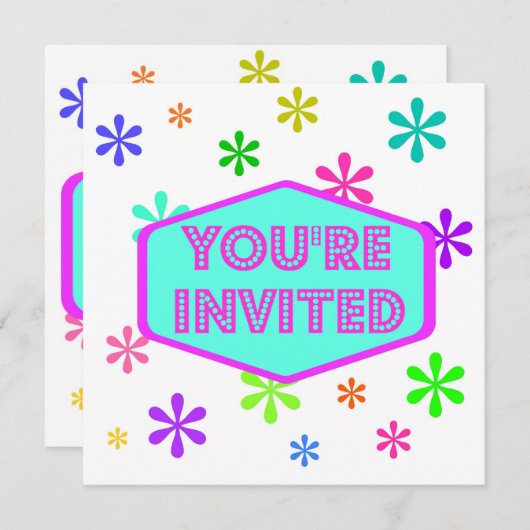 Retro Party Einladung (Vorne/Hinten)