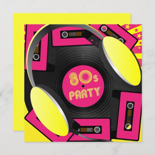 Retro-Party Einladung (Vorne/Hinten)