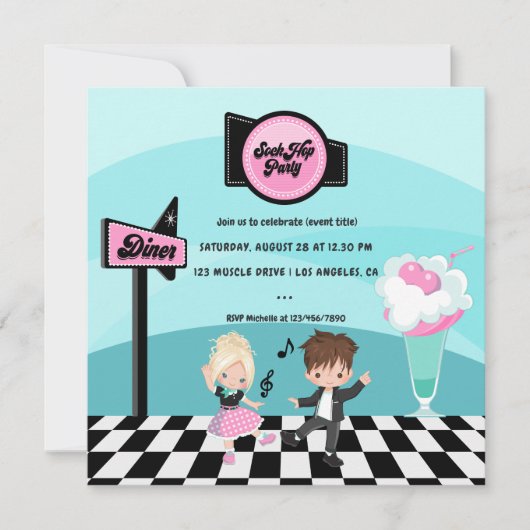 Retro-Party Einladung (Vorderseite)