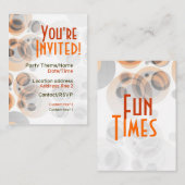 Retro Party Einladungs-Karte Begleitkarte (Vorne/Hinten)