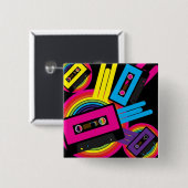 Retro Party-Entwurf Button (Vorne & Hinten)