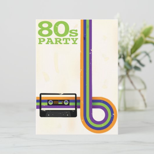 Retro Party-Hintergrund Einladung (Stehend Vorderseite)