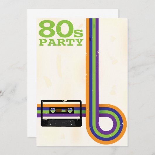 Retro Party-Hintergrund Einladung (Vorne/Hinten)