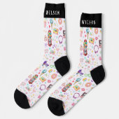 Retro Party Icons Custom Name Crew Socks Socken (Linkes Detail)