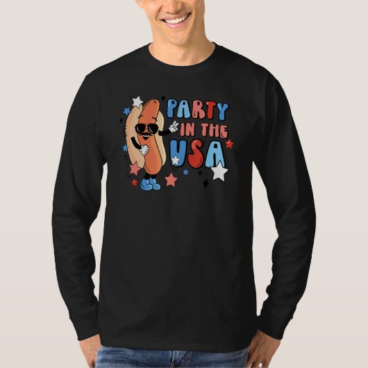 Retro-Party in der US-amerikanischen Hot Dog-Ameri T-Shirt (Vorderseite)