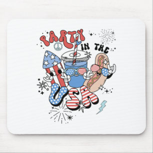 Retro-Party in der USA-Flagge Groovy 4. Juli Pat Mousepad