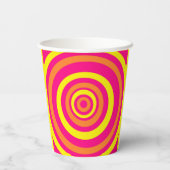 Retro-Party mit heißrosa Orange und Gelb Pappbecher (Rückseite)