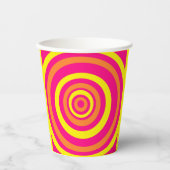 Retro-Party mit heißrosa Orange und Gelb Pappbecher (Vorderseite)