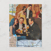 Retro-Party Mixed-Media-Collage Postkarte (Vorderseite)