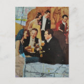Retro-Party Mixed Media Collage Postkarte (Vorderseite)